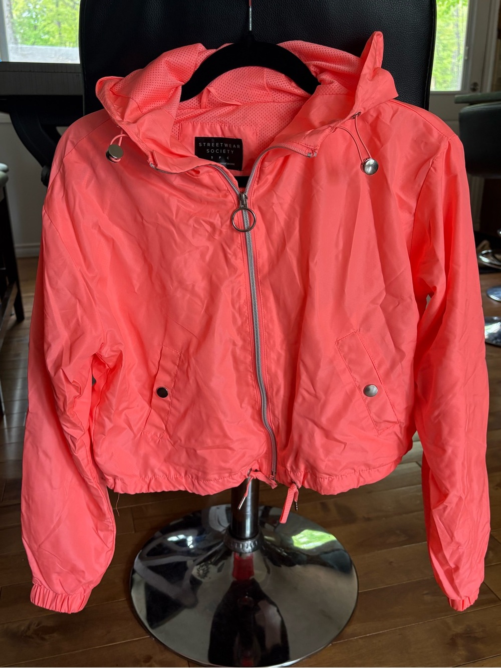Streetwear Society - SWS Neon Coral Pink Hooded Windbreaker
